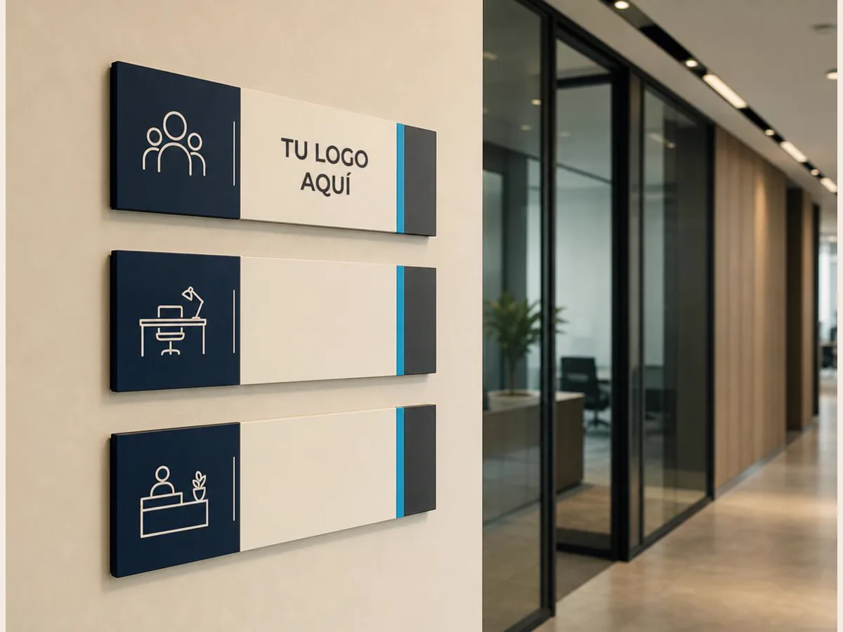 Avisos para oficinas, referencia visual para personalización corporativa