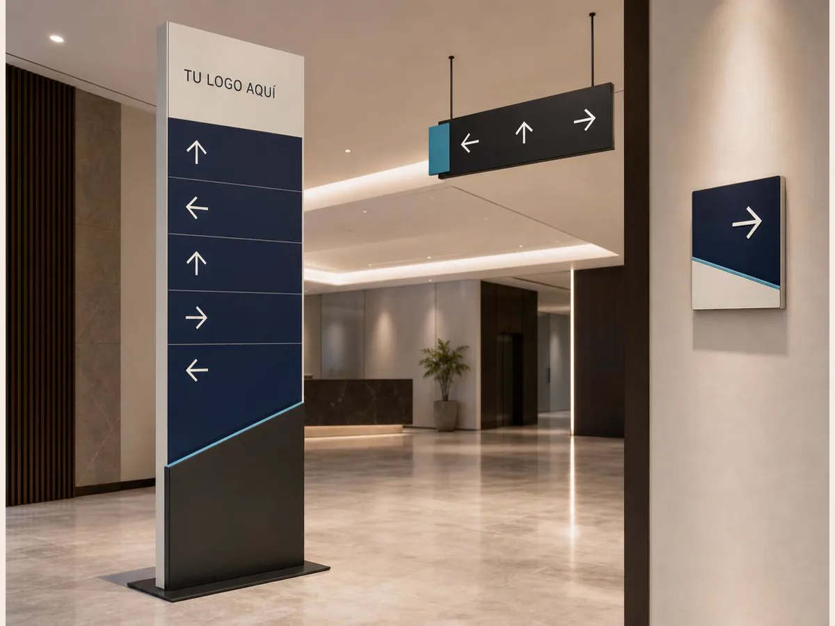 Orientación y señalización direccional, referencia visual para personalización corporativa