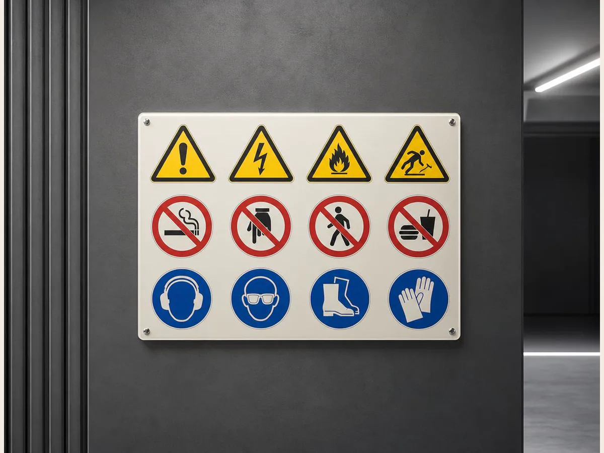 Señalización preventiva y advertencia de riesgos, referencia visual para personalización corporativa