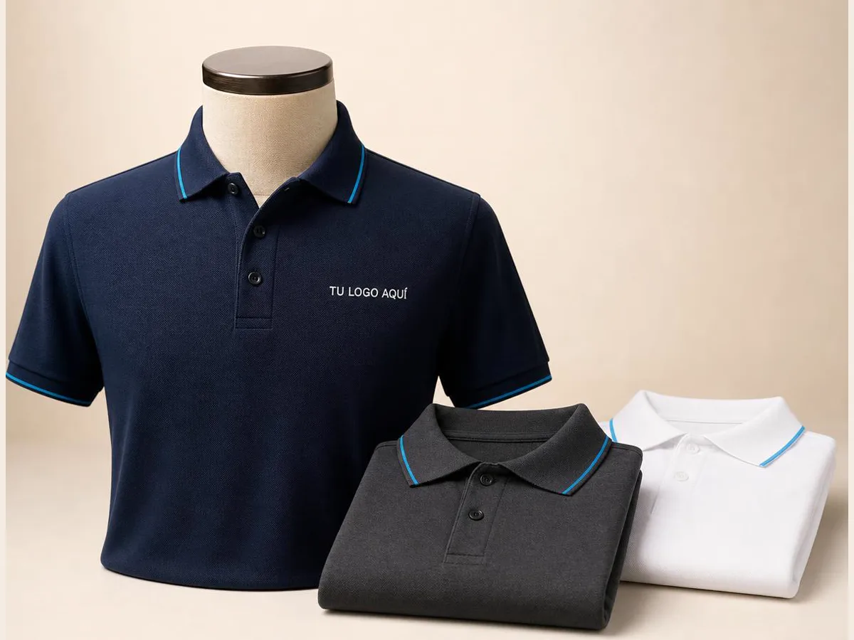 Camisas tipo polo, referencia visual para personalización corporativa