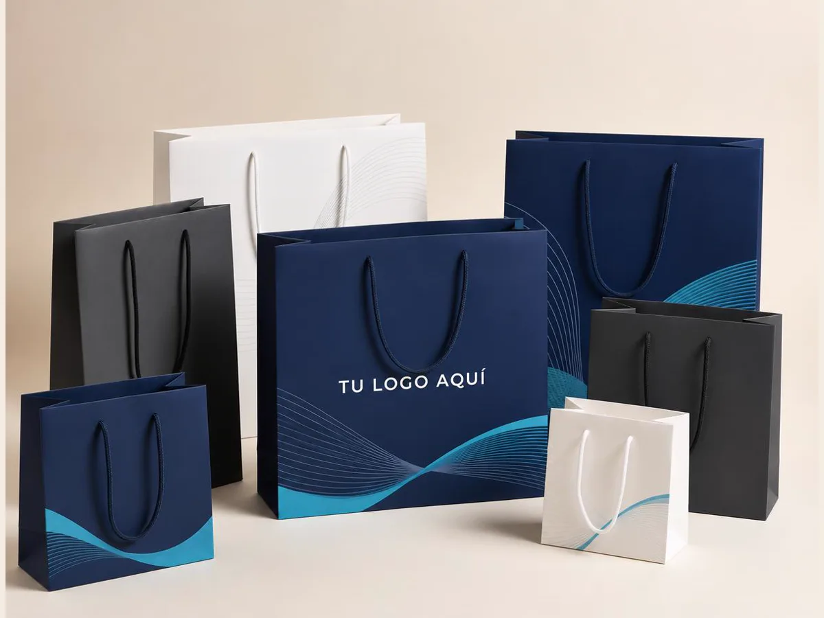 Bolsas de papel, referencia visual para personalización corporativa
