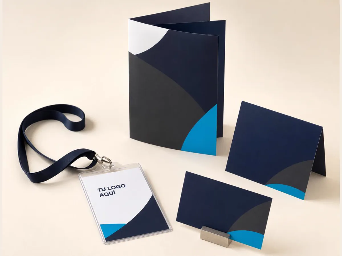 Piezas impresas para eventos, referencia visual para personalización corporativa